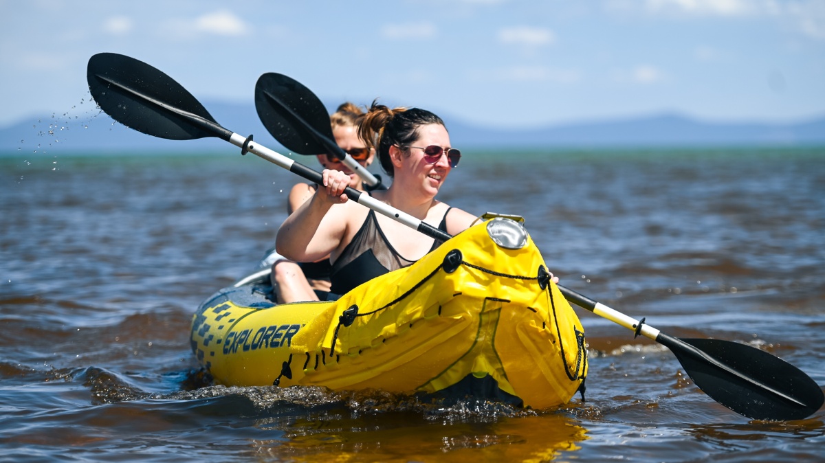 Intex Explorer K2 Yellow 2-Person Inflatable Kayak with Oars & Air