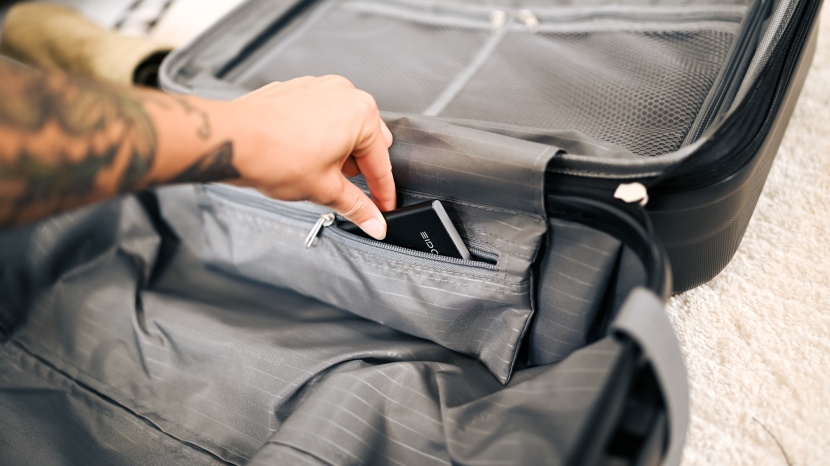 the small accessory pocket inside the amazon basics spinner is only...