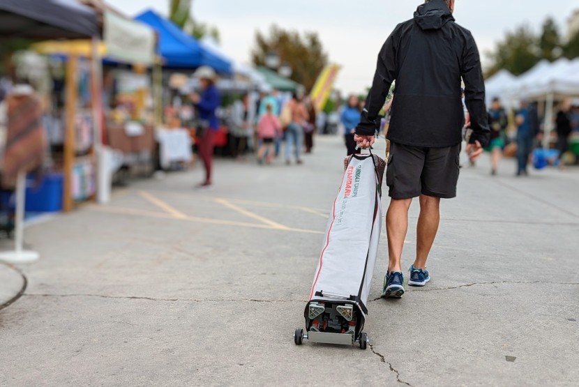 eurmax standard 10x10 - headed into the farmers market. the bottom of the roller bag is...