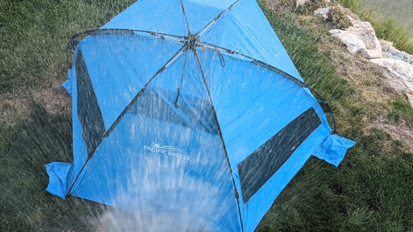 pacific breeze easy up - our testing plan called for 5 minutes of constant water. it didn&#039;t...