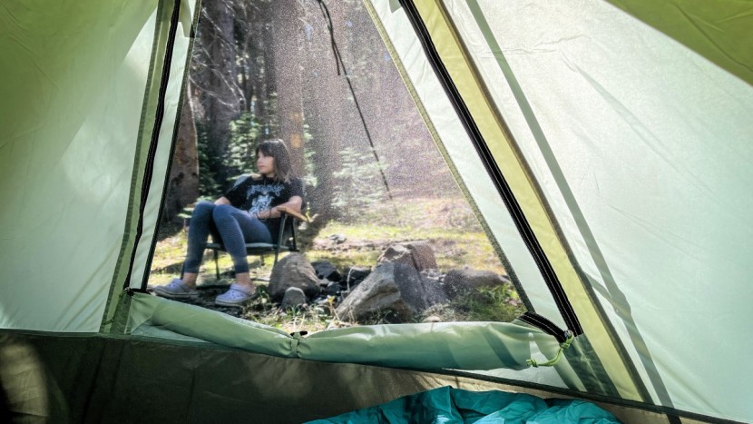 few tents allow for views with the rain fly on while laying down.