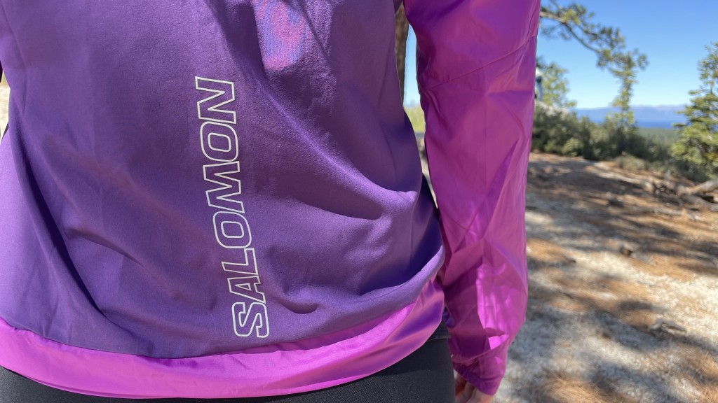running jacket womens - salomon incorporated reflective logos for added safety.