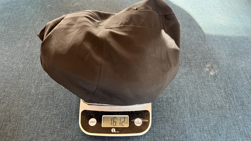 marmot rom infinium hoody - testing the weight of the rom hoody on our own scale.