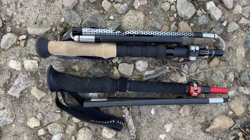 trekking poles - the dynalock packs down smaller than other foldable poles on the...