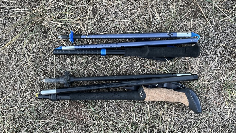 leki black series fx carbon - the fx carbon (bottom) folds almost as small as more minimalist...