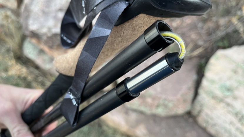 leki black series fx carbon - aluminum collars on each end of the carbon shaft sections reduce...