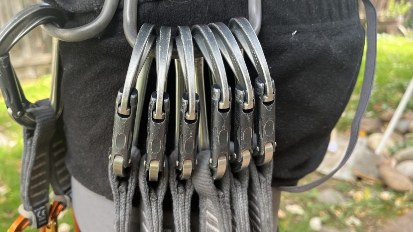 the solution's rear gear loops can hold 6 pieces of gear.