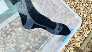 Just as promised, the Siren Edge 3 is not waterproof and our socks...