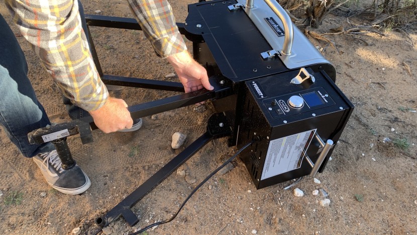 the legs on the portable pellet fold up, but the process is not as...