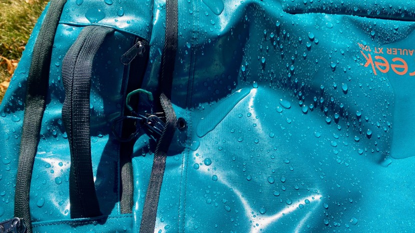 a storm flap shield over the u-shaped zipper provides extra...