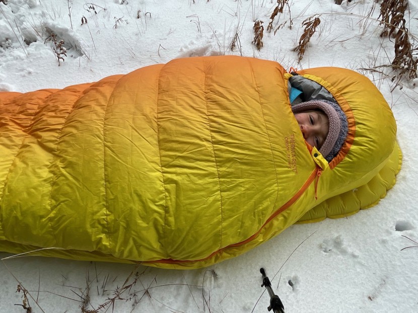 therm-a-rest oberon 0 - easy to get into but hard to leave. this bag is lofty and warm.