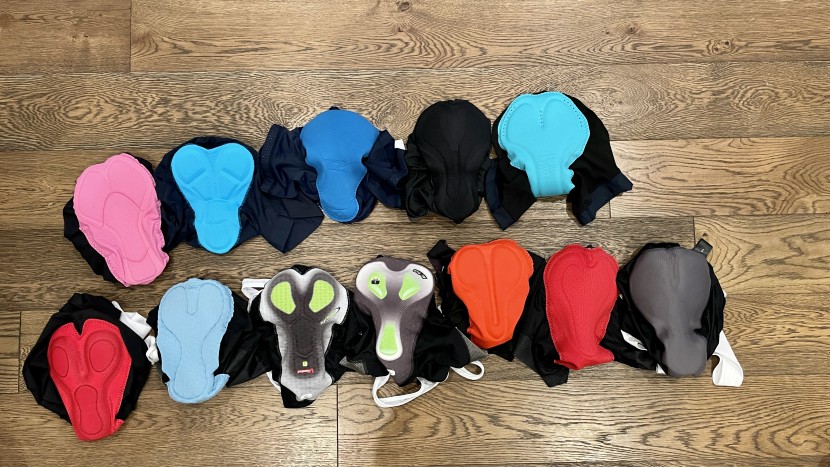 bike shorts womens - a variety of chamois shown here.