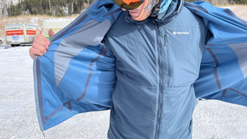 patagonia upstride jacket - no pockets in here to slow you down on the skin track.