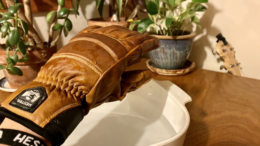 hestra women&#039;s fall-line 5-finger glove - even with a waterproofing wax treatment, the fall-line didn&#039;t seam...