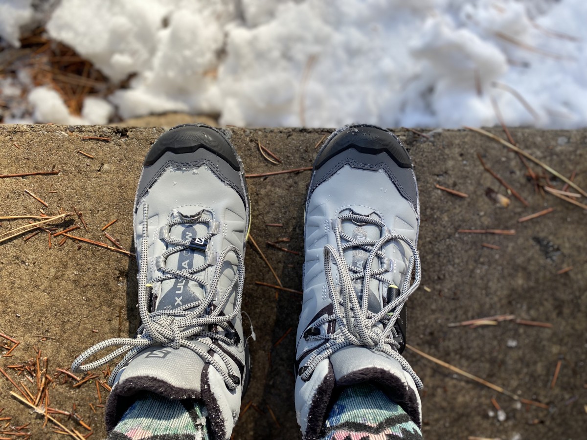 Salomon X Ultra 4 Mid Winter TS CSWP - Women's Review (The boot kept us super warm when moving but didn't feel warm enough when stationary in colder temps.)