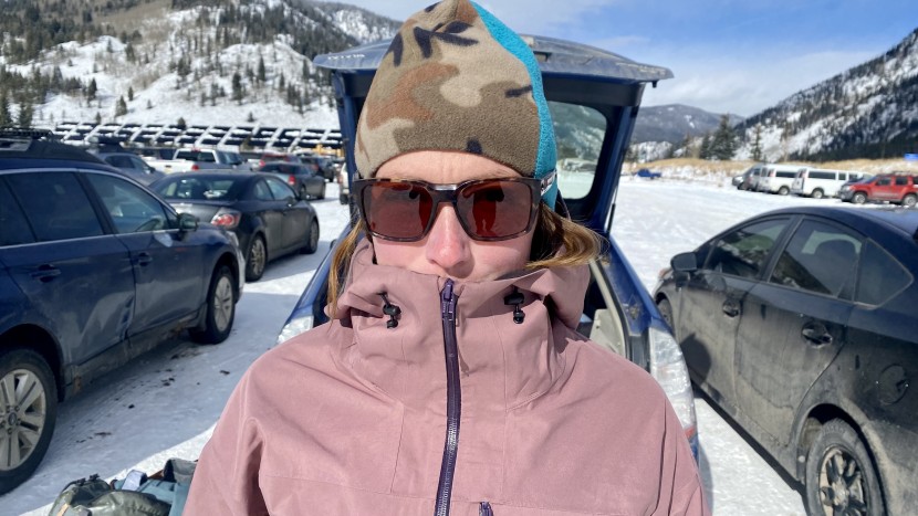 flylow lucy - the tall collar of the lucy was plenty wide enough to protect our...