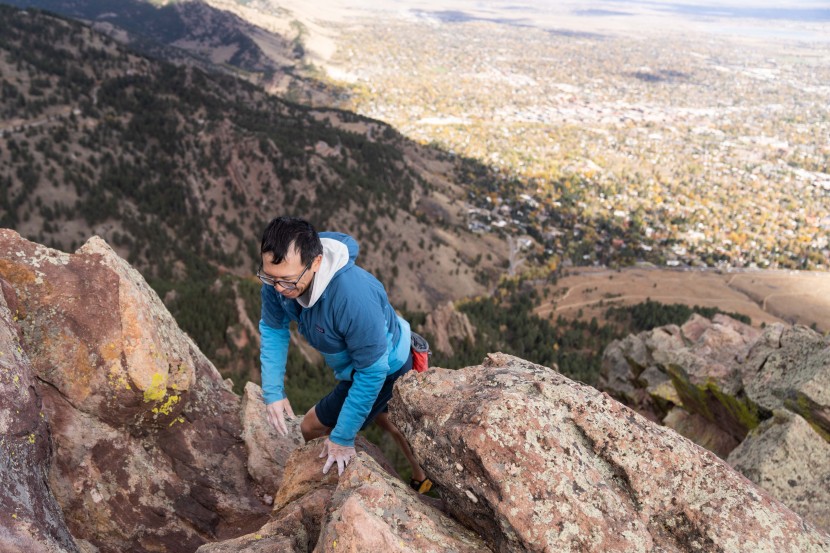 insulated jacket - running up the 1,000 foot ridge line of the first flatiron provided...