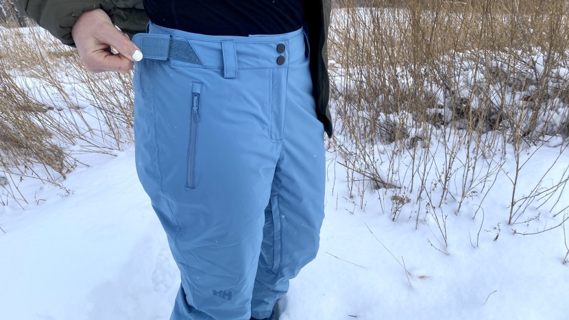 helly hansen legendary insulated pant for women - the external waist adjustment feature of the helly hansen pant...