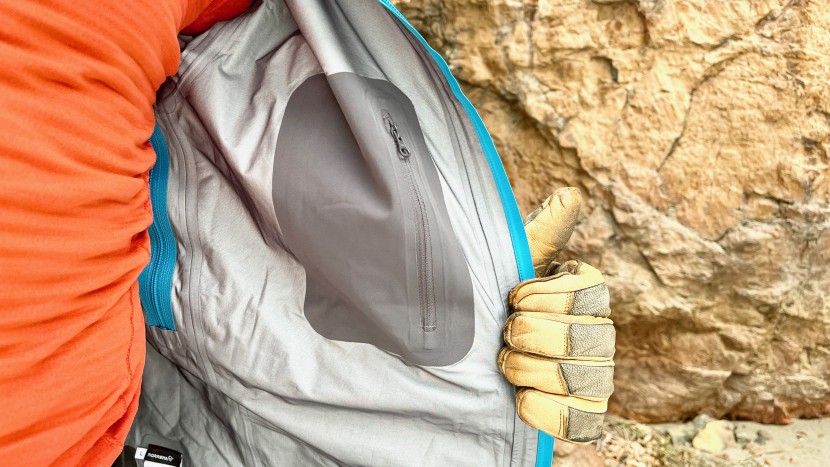 one internal zippered chest pocket is perfect for storing a phone...