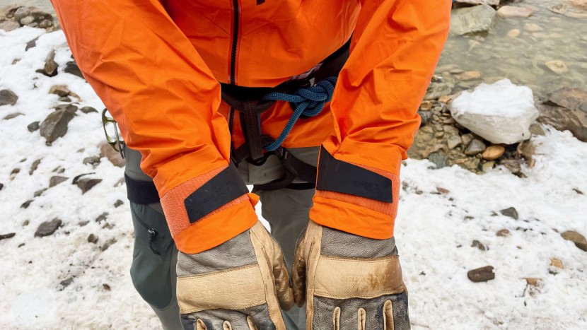 burly hook-and-loop straps secure the nordwand's wrist cuffs over...