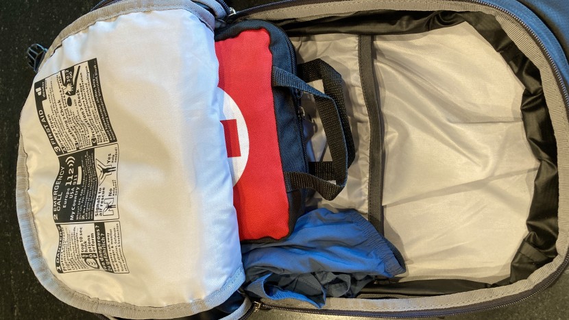 the large main compartment easily holds a full-sized first aid kit...