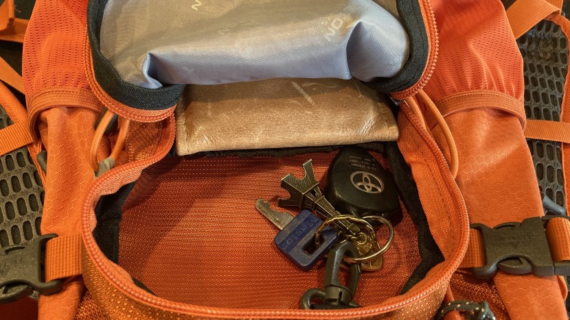 teton sports oasis - the front storage pockets are deep with lots of space.