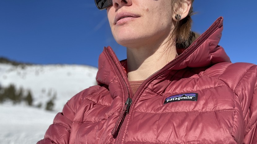 patagonia down sweater hoody for women - this jacket is midweight and has medium breathability.