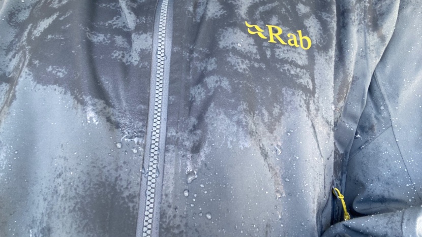 rab kinetic alpine 2.0 - after heavy precipitation, the exterior just can&#039;t bead quite as...