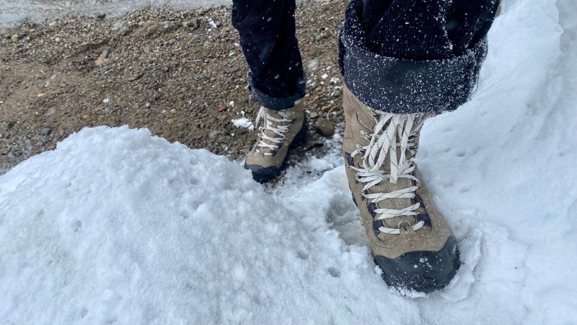 oboz bridger 9&#039;&#039; insulated waterproof for women - we stood outside in the cold for 1-2 hours in-and-out of the snow to...