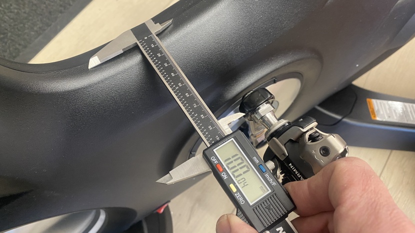 exercise bike - measuring the q-factor gives us the distance between pedals; this is...