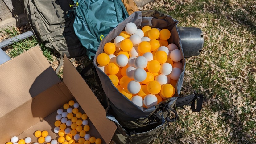 we filled every pack to the brim with ping pong balls so we could...
