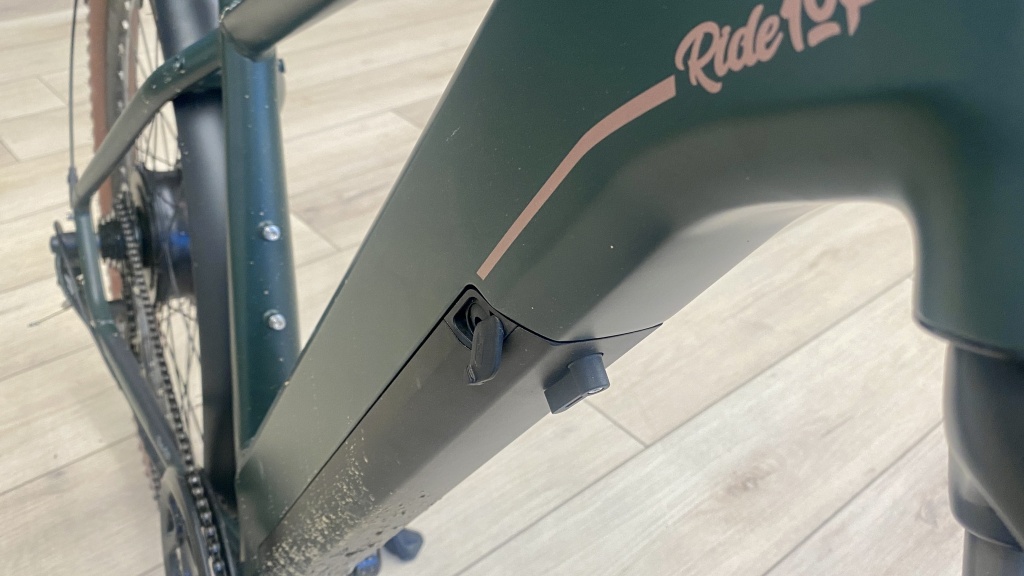 ride1up turris xr - the charging port is easily accessible and can be utilized with the...