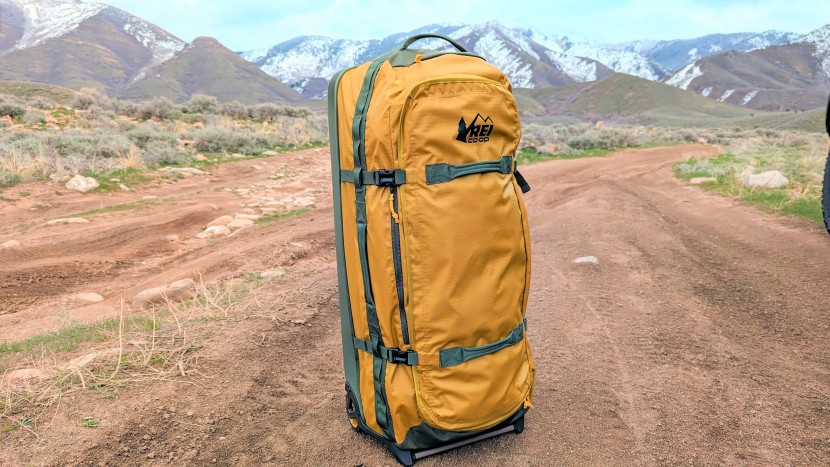 rei co-op big haul recycled rolling duffel 34&quot; - standing at attention and ready for orders. we love that this...