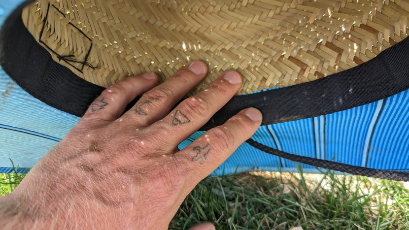 billabong classic printed straw lifeguard - the woven straw lets some light through between cross-hatched straw...