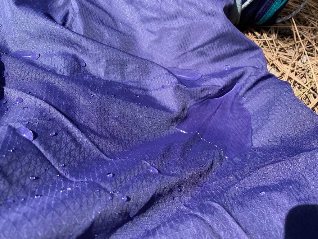 eno skyloft - water quickly beaded up after we dumped a full nalgene on the...