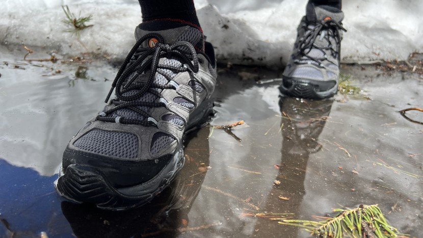 merrell moab 3 waterproof - the moab 3 kept our socks dry walking through a fresh snowmelt...