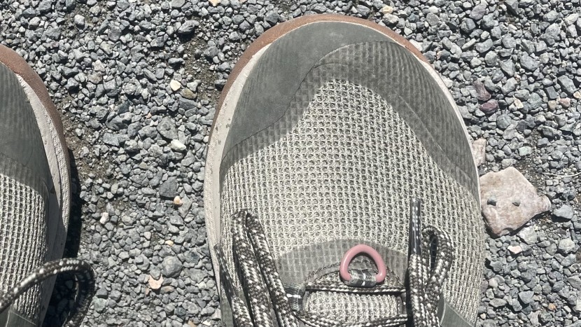 merrell antora 3 - a closer look at how the medial edge of the toe bumper offers even...