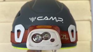 Headlamp clips on the Camp Storm.