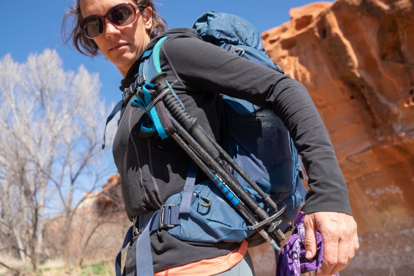 backpacks womens - other neat features, like this stow-on-the-go system of pole straps...