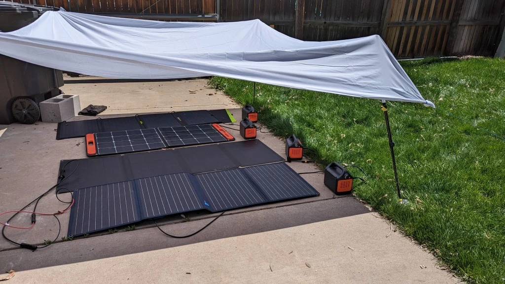 solar charger - we tested indirect solar charging speed using a thin white sheet...