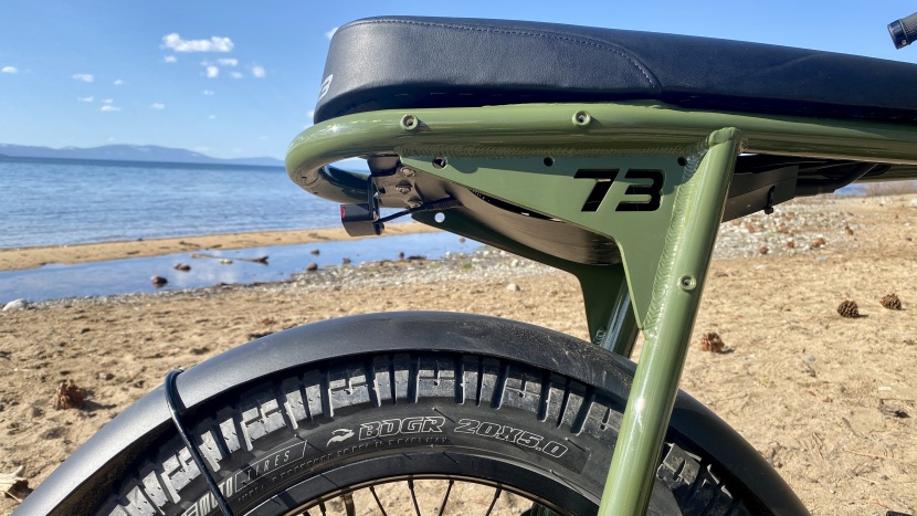 super73 s2 - the 5&quot; rear tire provides comfort for you and a passenger if you wish.