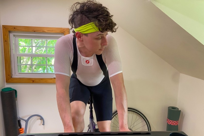 we tested the bib shorts indoors and out. here's the 7mesh bibs on a...