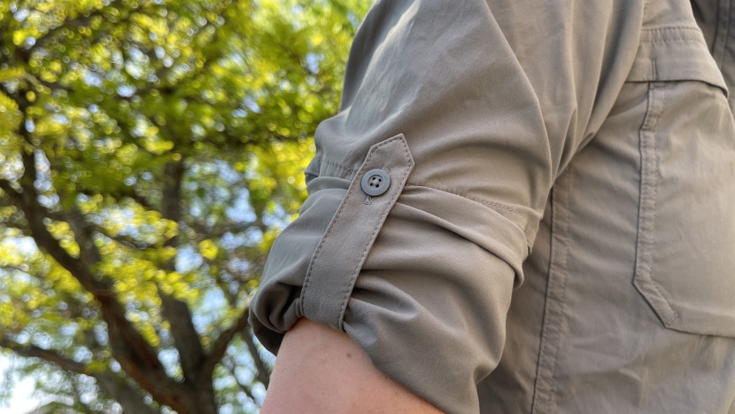 the tabs on the sleeves hold them above your elbows.