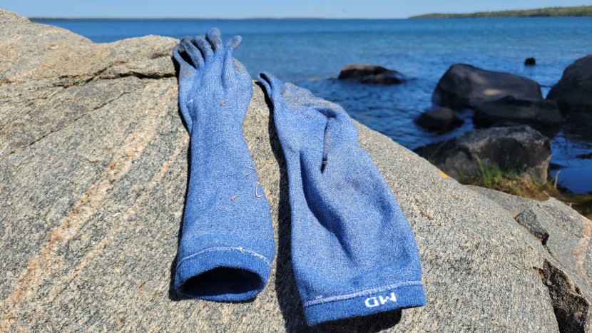 injinji liner crew - drying out the injinji liner lakeside while escaping the mosquitos...