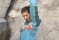 Checking out the pit zips on the REI Co-op Rainier jacket.