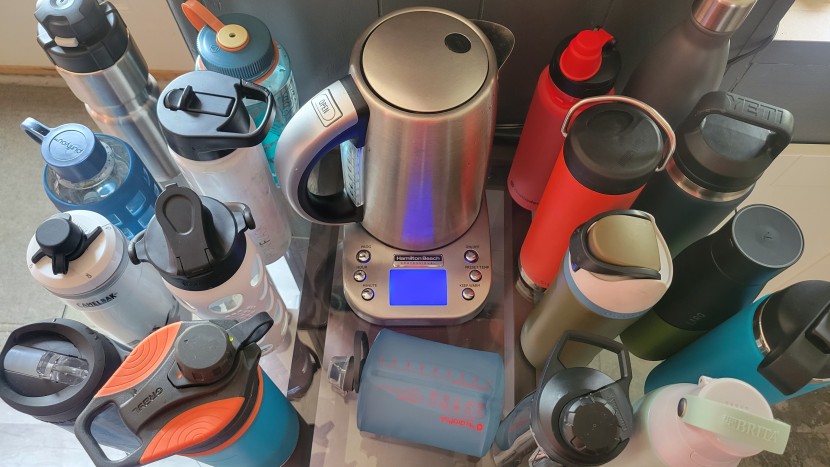 water bottle - preparing bottles for the hot water taste test.