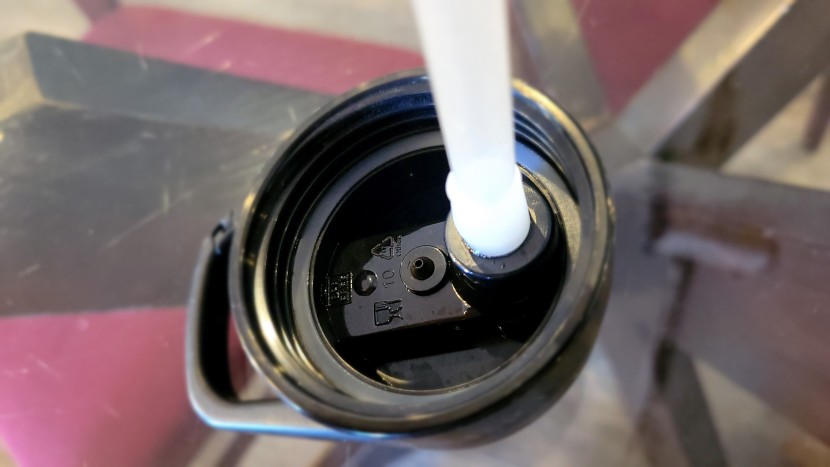 water bottle - the underside of the iron flask insulated bottle&#039;s straw lid. note...