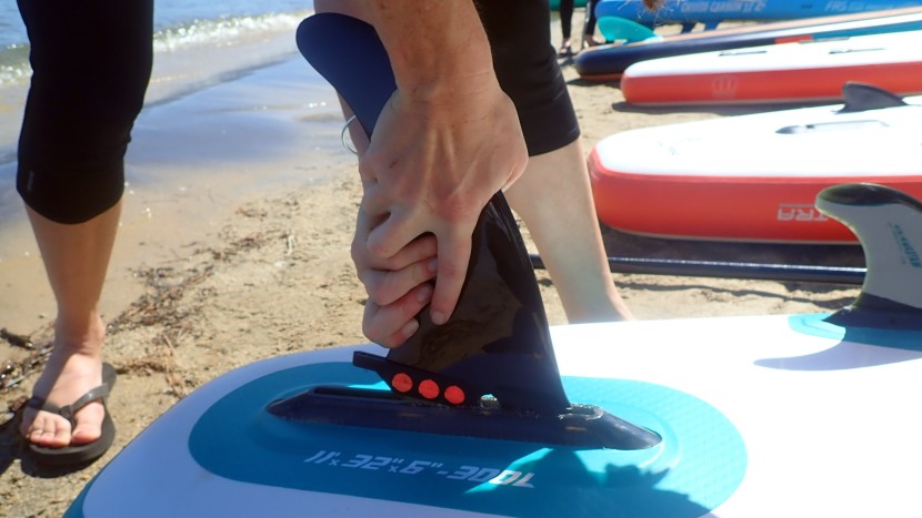inflatable sup - the three detachable fins on the thurso waterwalker require no tools...