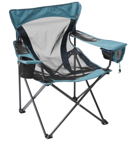 Xgear Camping Chair Hard Arm High Back Lawn Chair Heavy Duty with Cup Holder, for Camp, Fishing, Hiking, Outdoor, Carry Bag Included (Cool Gray)