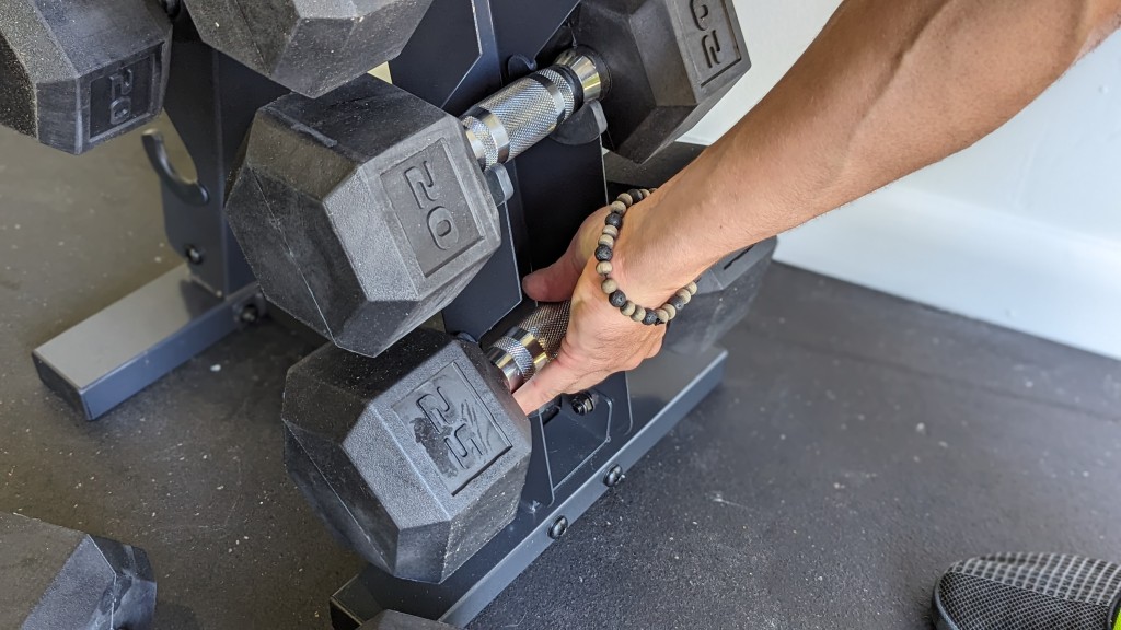 dumbbells - we had to be careful replacing weights in the cap rack to not pinch...